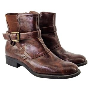 Kim Rogers Rosaley Brown Faux Leather Buckle Ankle Boots Womens 6.5M WRF14-12222